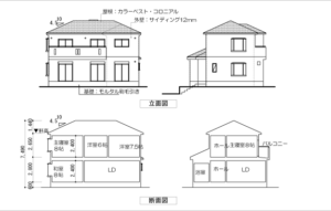 アンテナ線の引き込み口位置は立面図を確認